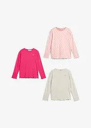 Langermet shirt av økologisk bomull for barn (3-pack), bonprix