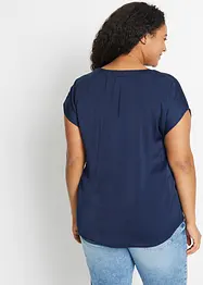 Kortermet satengbluse i ledig modell med lave skuldersømmer, bonprix