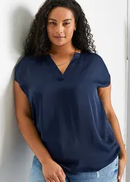 Kortermet satengbluse i ledig modell med lave skuldersømmer, bonprix