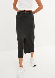 Jeansskjørt med splitt, midi, bonprix