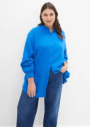 Oversized lang musselin-bluse av bomull med splitt i sidene, bonprix