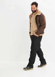 Jakke i imitert skinn med pilefôr, bonprix