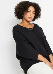 Oversized, ribbestrikket genser i viskosemiks, bonprix