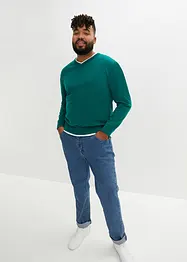 Finstrikket genser med V-hals, bonprix