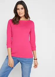 Ribbet stretch-topp med båthals, bonprix