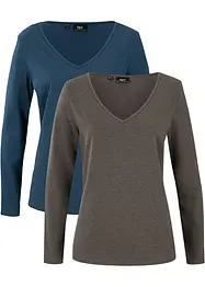 Langermet, figurnær topp (2-pack), bonprix