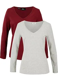 Langermet, figurnær topp (2-pack), bonprix