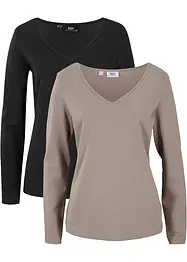 Langermet, figurnær topp (2-pack), bonprix