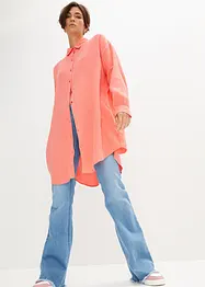 Lang, oversized bluse i musselin, bonprix