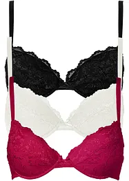 Push up-BH med fine blonder (3-pack), bonprix