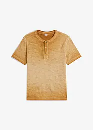 Henley T-skjorte av økologisk bomull med vasket look, kort arm, bonprix