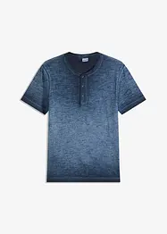 Henley T-skjorte av økologisk bomull med vasket look, kort arm, bonprix