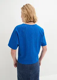 Topp med flaggermusermer og hullbroderi, bonprix