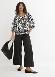 Bomullsbluse med print, bonprix