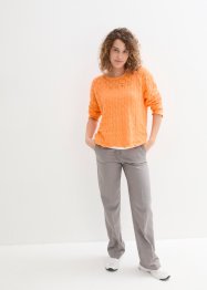 Oversized genser med hullmønster og lin i Boxy passform, bpc bonprix collection