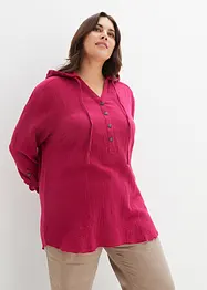 Musselin-bluse med hette, bonprix