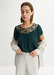 Bluse med blonde, bonprix