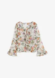 Bluse med print og volanger, bonprix