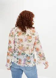 Bluse med print og volanger, bonprix