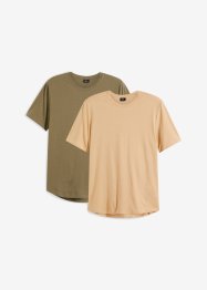 Lang T-skjorte med avrundet nederkant (2-pack) av økologisk bomull, bpc bonprix collection