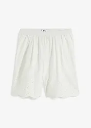 Vid bomullsshorts med High Waist-komfortlinning og hullbroderi, bonprix