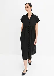 Midi-skjortekjole med lin-look, bonprix