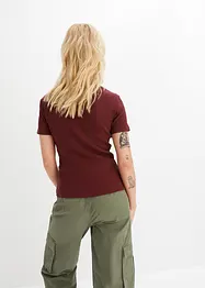 Ribbet topp med blonde, bonprix