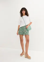 Crinkle-shorts med print og elastisk linning, bonprix