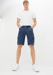 Cargo-jeansbermuda av økologisk bomull, Loose Fit, RAINBOW