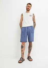 Slip on-bermuda med lin, Loose Fit, John Baner JEANSWEAR