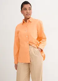 Oversized bluse av linmiks med dekorativ knappestolpe bak, bpc bonprix collection