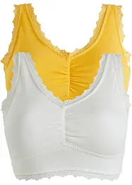 Ribbet bustier med økologisk bomull (2-pack), bpc bonprix collection