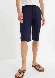 Lang cargo-bermudashorts i bomullstrikot, Regular Fit, bonprix