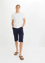 Lang cargo-bermudashorts i bomullstrikot, Regular Fit, bonprix