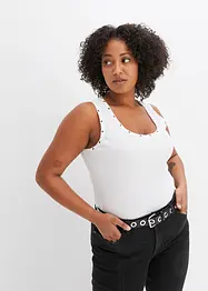 Ribbet topp i 100% økologisk bomull (2-pack), bonprix