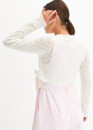 Kort strikket jakke med omslag og blondeinnfelling, BODYFLIRT boutique