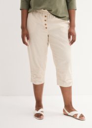 High Waist 3/4-lang bukse med lin og komfortlinning, bpc bonprix collection