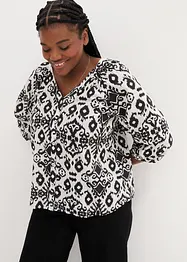 Bomullsbluse med print, 3/4 lang arm, bonprix