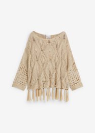Poncho-genser med hullmønster og lurex, bpc selection