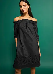 Off shoulder-kjole med broderi, bonprix