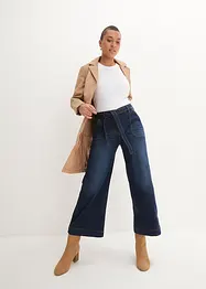 Wide Leg-jeans High Waist, komfortlinning cropped, bonprix