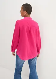 Oversized lang musselin-bluse av bomull med splitt i sidene, bonprix