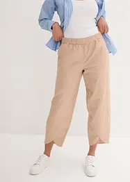 Ankellang bukse med lin og High Waist-komfortlinning, Loose Fit, bonprix
