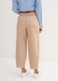 Ankellang bukse med lin og High Waist-komfortlinning, Loose Fit, bonprix