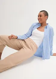 Ankellang bukse med lin og High Waist-komfortlinning, Loose Fit, bonprix