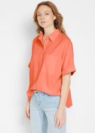 Oversized bluse med kort arm og lin, bpc bonprix collection