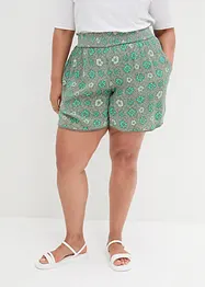 Crinkle-shorts med print og elastisk linning, bonprix