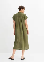 Midi-skjortekjole med lin-look, bonprix