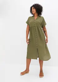 Midi-skjortekjole med lin-look, bonprix