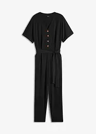 Jumpsuit i struktur-jersey  med knytebelte, ankellang, bpc bonprix collection